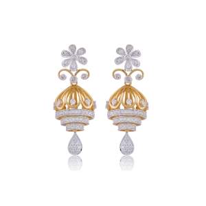 Designer Earrings with Certified Diamonds in 18k Yellow Gold - ER1081P